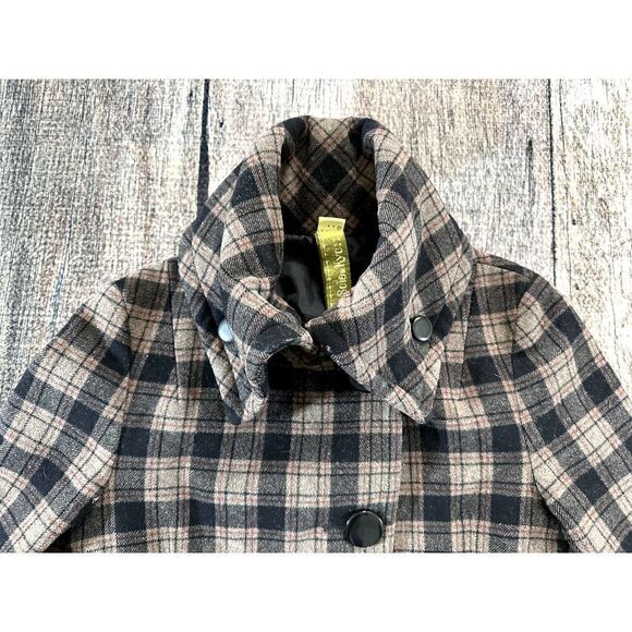 Soia & Kyo Women's Wool Blend Coat Jacket Tan Plaid Size Small Big Button - Picture 2 of 7